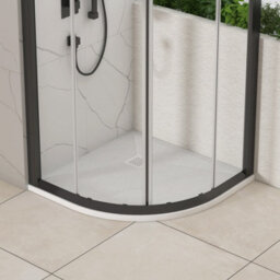 Royal Bathrooms Luxor Quadrant White Slate Effect Stone Shower Tray 800 X 800 X 30mm With Waste & White Grate - thumbnail 3