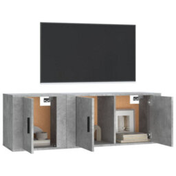 Berkfield 2 Piece Tv Cabinet Set Concrete Grey Engineered Wood - thumbnail 3