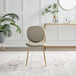 Furniturebox Uk Dining Chair - 2X Ivy Taupe Beige Velvet Upholstered Dining Chair Gold Legs - Modern Meets Vintage - Round Back - thumbnail 5