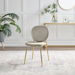 Furniturebox Uk Dining Chair - 2X Ivy Taupe Beige Velvet Upholstered Dining Chair Gold Legs - Modern Meets Vintage - Round Back - thumbnail 4