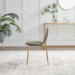 Furniturebox Uk Dining Chair - 2X Ivy Taupe Beige Velvet Upholstered Dining Chair Gold Legs - Modern Meets Vintage - Round Back - thumbnail 6