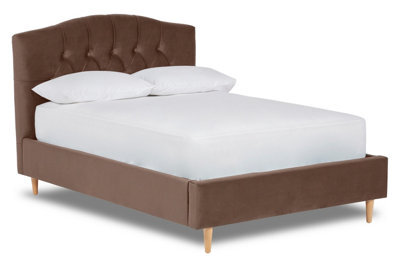Divan Base Direct Enigma Classic Chesterfield Fabric Bed Base Only 6Ft Super King- Verlour Pewter