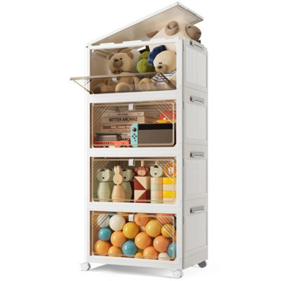 4 Tier Plastic Storage Drawers Box Tower Unit Stationery Organizer - image 1