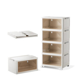 4 Tier Plastic Storage Drawers Box Tower Unit Stationery Organizer - thumbnail 4