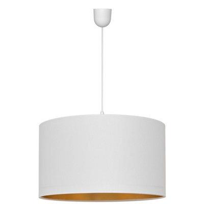 Luminosa Lighting Luminosa Alba Cylindrical Pendant Ceiling Light White, Gold 45Cm