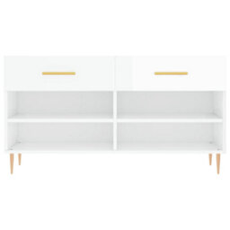 Berkfield Shoe Bench High Gloss White 102X35X55 Cm Engineered Wood - thumbnail 6