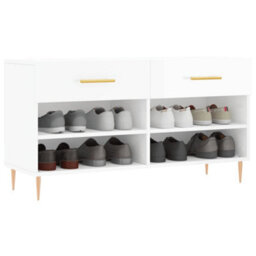 Berkfield Shoe Bench High Gloss White 102X35X55 Cm Engineered Wood - thumbnail 3