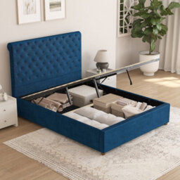 Aspire Taylor Ottoman Bed Frame, Plush Velvet Navy, Single - thumbnail 6