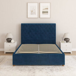 Aspire Taylor Ottoman Bed Frame, Plush Velvet Navy, Single - thumbnail 3