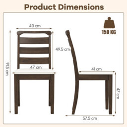 Gainoom Modern Dining Chair Set Of 2 Upholstered Farmhouse Chairs W/ Rubber Wood Frame - thumbnail 2
