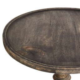 Wyld And Coco Dark Mango Wood Round Side Tables Set Of 2 With Turned Pedestal Bases - thumbnail 3