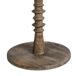 Wyld And Coco Dark Mango Wood Round Side Tables Set Of 2 With Turned Pedestal Bases - thumbnail 5