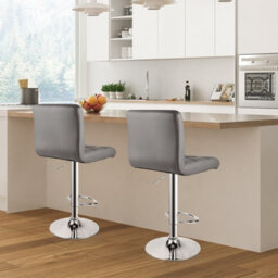 Onemill Bar Stools Set Of 2 Pu Leather With Backrest Height Adjustable Swivel Pub Chair Home Kitchen(Grey) - thumbnail 8