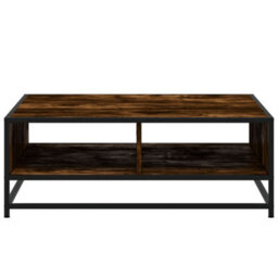 Walplus Coffee Table Smoked Oak 80X80X30 Cm Engineered Wood And Metal - thumbnail 5