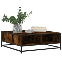 Walplus Coffee Table Smoked Oak 80X80X30 Cm Engineered Wood And Metal - thumbnail 4