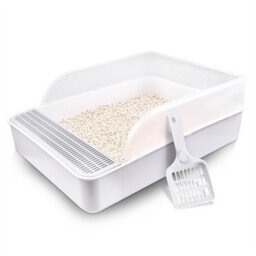 Extra Large Open Cat Litter Tray High Sided Deep Jumbo Rim Pan Box Loo Toilet - thumbnail 1