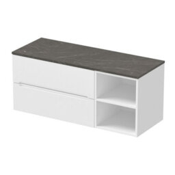 Affine 1200mm Bathroom Vanity Unit Countertop Wall Hung Drawer Units & Shelves White - thumbnail 4