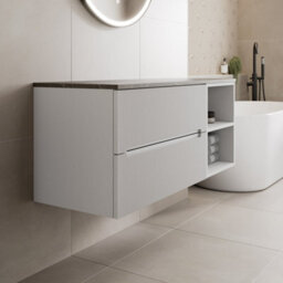Affine 1200mm Bathroom Vanity Unit Countertop Wall Hung Drawer Units & Shelves White - thumbnail 2