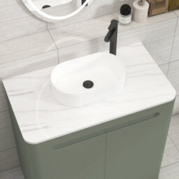 Royal Bathrooms Venice 800mm Sage Green Freestanding Bathroom Countertop Vanity Unit 2 Door With Lyon Basin - thumbnail 6