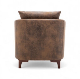 Faux Leather Suede Brown Angela Accent Tub Chair With Ottoman - thumbnail 7