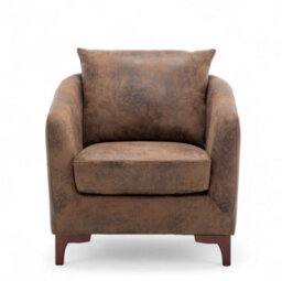 Faux Leather Suede Brown Angela Accent Tub Chair With Ottoman - thumbnail 3
