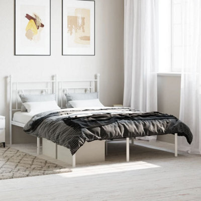 Berkfield Metal Bed Frame Without Mattress With Headboard White 140X200Cm - image 1