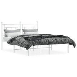 Berkfield Metal Bed Frame Without Mattress With Headboard White 140X200Cm - thumbnail 3