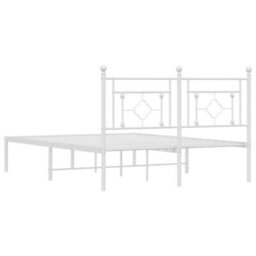 Berkfield Metal Bed Frame Without Mattress With Headboard White 140X200Cm - thumbnail 7