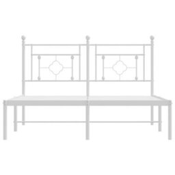 Berkfield Metal Bed Frame Without Mattress With Headboard White 140X200Cm - thumbnail 5