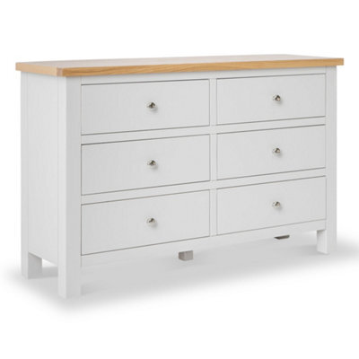 Farro Grey 6 Drawer Chest Fully Assembled - Painted With Oak Top Painted With Oak Top By Roseland Furniture - image 1