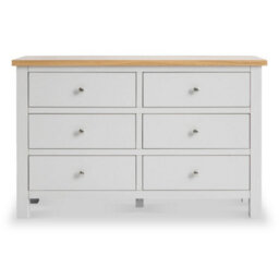 Farro Grey 6 Drawer Chest Fully Assembled - Painted With Oak Top Painted With Oak Top By Roseland Furniture - thumbnail 4