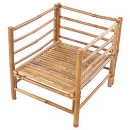 Beliani Armchair In Light Bamboo With Removable Washable Cushions - Compact Outdoor Seating For Balcony, Patio, Garden - thumbnail 6
