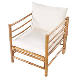 Beliani Armchair In Light Bamboo With Removable Washable Cushions - Compact Outdoor Seating For Balcony, Patio, Garden - thumbnail 5