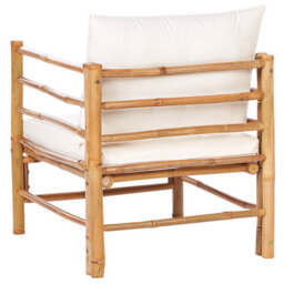 Beliani Armchair In Light Bamboo With Removable Washable Cushions - Compact Outdoor Seating For Balcony, Patio, Garden - thumbnail 4
