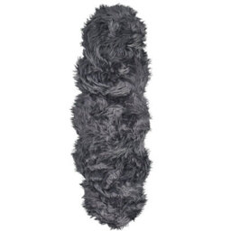 Beliani Faux Fur Rug Mamungari Dark Grey 60 X 180 Cm - thumbnail 1