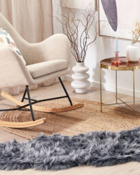 Beliani Faux Fur Rug Mamungari Dark Grey 60 X 180 Cm - thumbnail 2