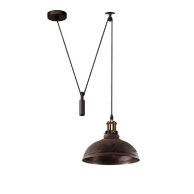 Rustic Red Pendant Light Adjustable 2M Cable 60W E27 Bulb Base Industrial Pulley Lighting For Dining Room, Kitchen, Hallway - image 1