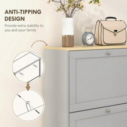 Homcom Narrow Shoe Cabinet With 3 Flip Drawers For 12-18 Pairs Of Shoes Grey - thumbnail 7