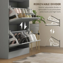 Homcom Narrow Shoe Cabinet With 3 Flip Drawers For 12-18 Pairs Of Shoes Grey - thumbnail 6
