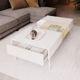 Arte Liba 132Cm Coffee Table White Oak Vincenza Glazed Top