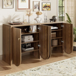 Matteo Walnut-Look 4-Door Sideboard With Grooved Detail 147Cm - thumbnail 3