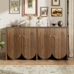 Matteo Walnut-Look 4-Door Sideboard With Grooved Detail 147Cm - thumbnail 2