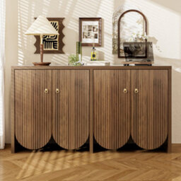 Matteo Walnut-Look 4-Door Sideboard With Grooved Detail 147Cm - thumbnail 7