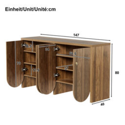 Matteo Walnut-Look 4-Door Sideboard With Grooved Detail 147Cm - thumbnail 5