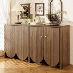 Matteo Walnut-Look 4-Door Sideboard With Grooved Detail 147Cm - thumbnail 8