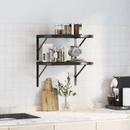 Berkfield Wall Shelves 2 Pcs 50X40 Cm Black Stainless Steel - thumbnail 3