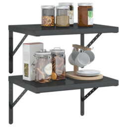 Berkfield Wall Shelves 2 Pcs 50X40 Cm Black Stainless Steel - thumbnail 4