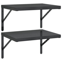 Berkfield Wall Shelves 2 Pcs 50X40 Cm Black Stainless Steel - thumbnail 2