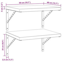 Berkfield Wall Shelves 2 Pcs 50X40 Cm Black Stainless Steel - thumbnail 9