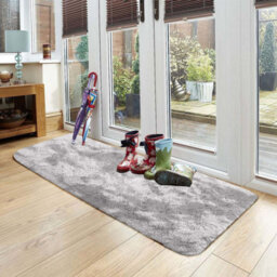 Ameha Tye Dye Light Grey Non Slip Rugs Bedroom Living Room Shaggy Fluffy Kitchen Hallway Large Floor Mat, 80X150 Cm - thumbnail 4